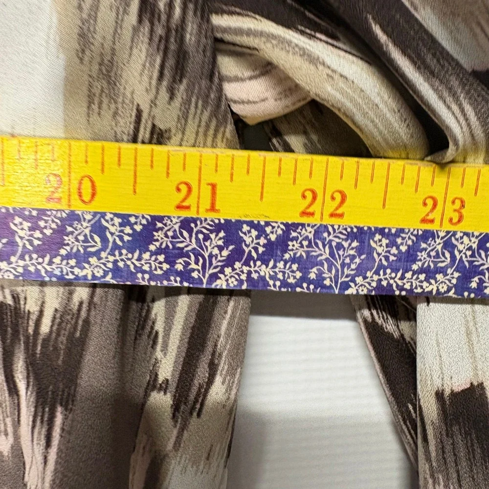Chico's Womens Brown Abstract Print 3/4 Sleeve‎ Sheer Button Down Blouse Size 2